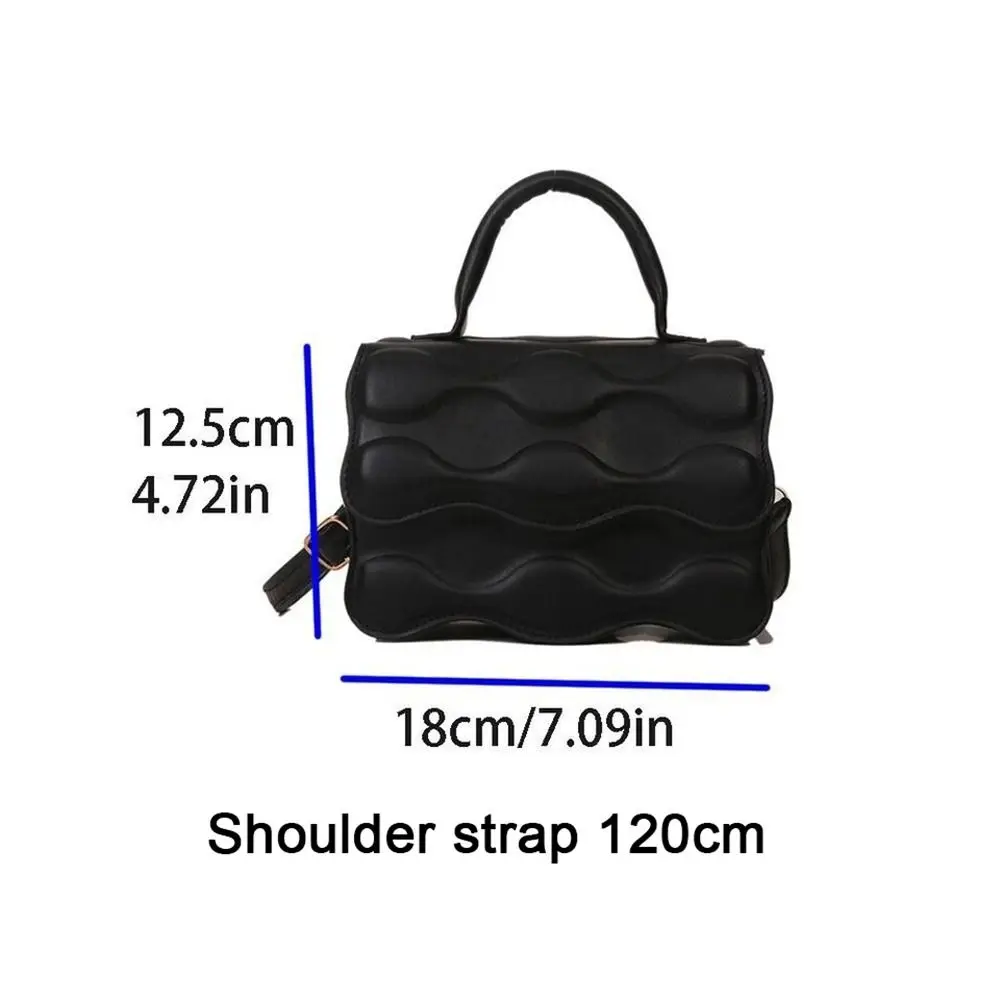 Bolsa de Ombro de Couro PU Multifuncional para Mulheres, Mini Onda Simples Bolsas Padrão Cadeias Bolsa Elegante Diagonal Straddle Bag