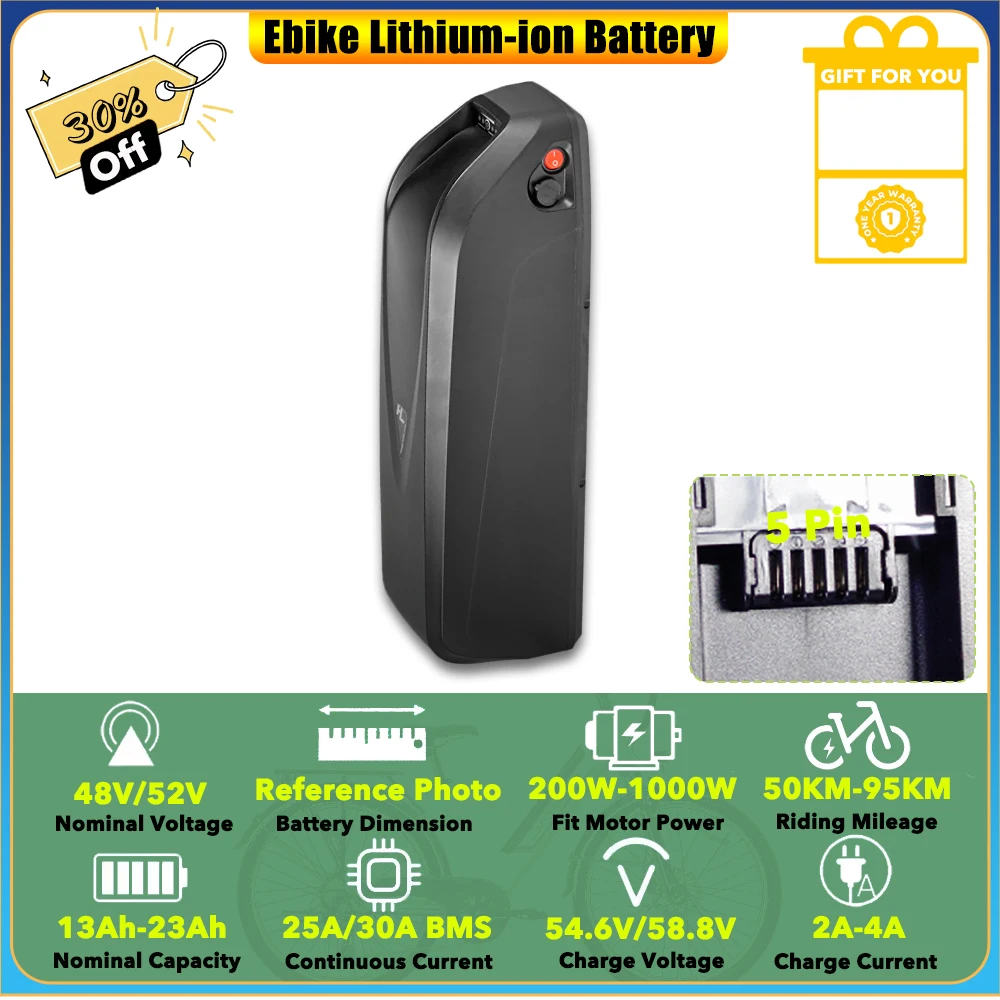 

Removable Lithium Battery 48V 13Ah 15Ah 17.5Ah 20Ah 23Ah for KETELES K820 250W Electric Mountain Bike