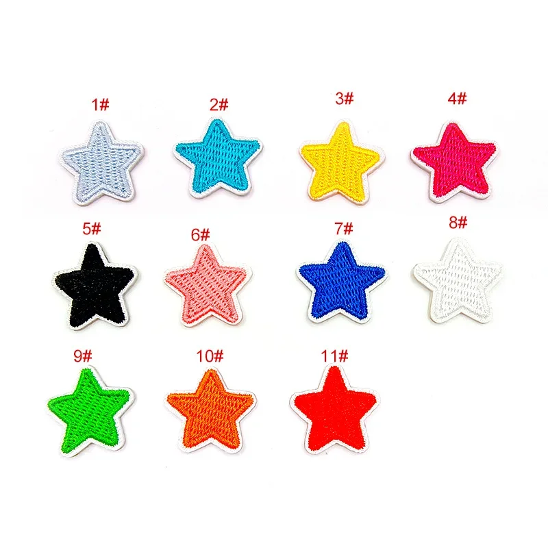 Self-adhesive 10pcs Red Black Small Star Embroidery Patches for Clothing jeans Shoes Iron on Clothes Sticker Hole Repair DIY