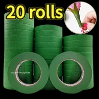 20/1Rolls Green Bouquet Floral Tapes Self-adhesive Stamen Wrapping Paper Tape DIY Flowers Decor for Florist Wedding Party Props