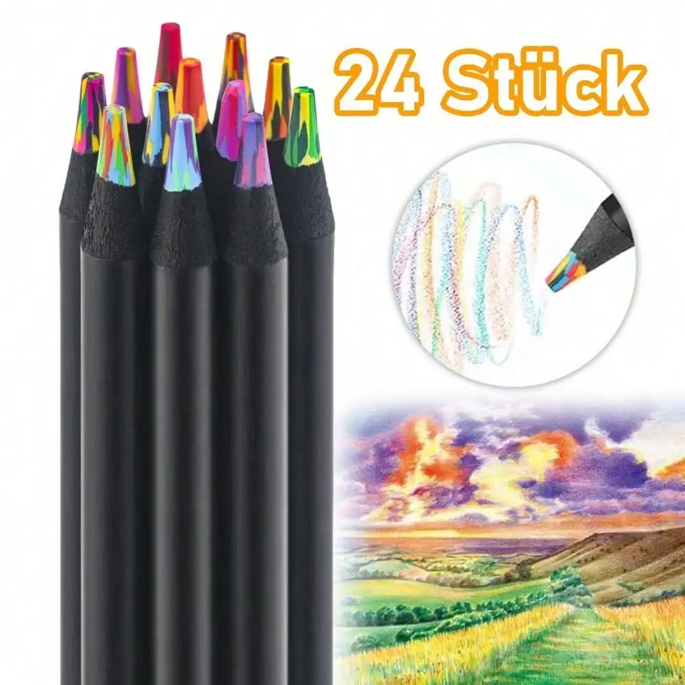Crayons de couleur, 24 couleurs, mines de 0,5 mm de diamètre, crayons de couleur de haute qualité pour dessiner, esquisser, gribouiller et concevoir, fournitures créatives, excellent cadeau pour les artistes, les étudiants et les adultes pour l'école, les loisirs et les projets artistiques.