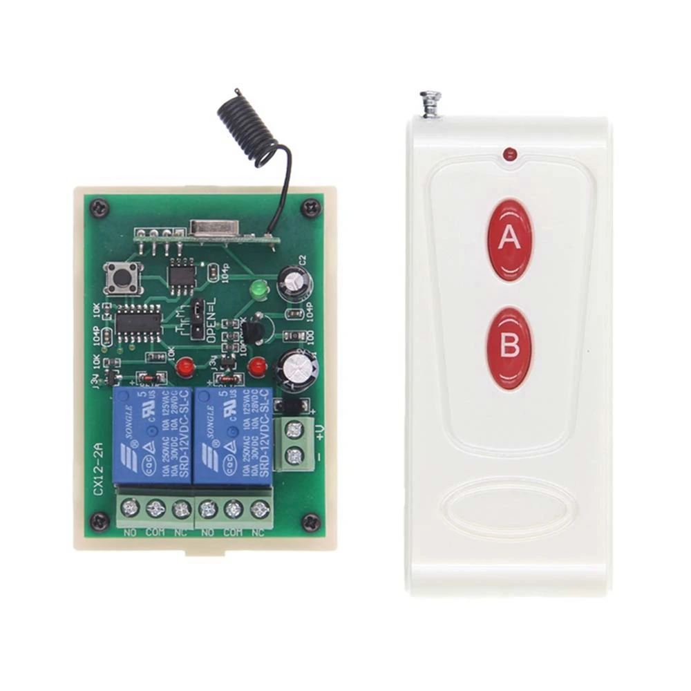 1000M Long Distance DC 12V 24V 2 CH 2CH RF Wireless Remote Control Switch System,Transmitter + Receiver,315 / 433 MHz