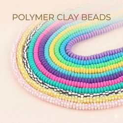 7x3mm 110pcs Flat Round Abacus Polymer Clay Beads Ellipse Spacer Loose Handmade Clay Beads for Jewelry Making DIY Charm Bracelet