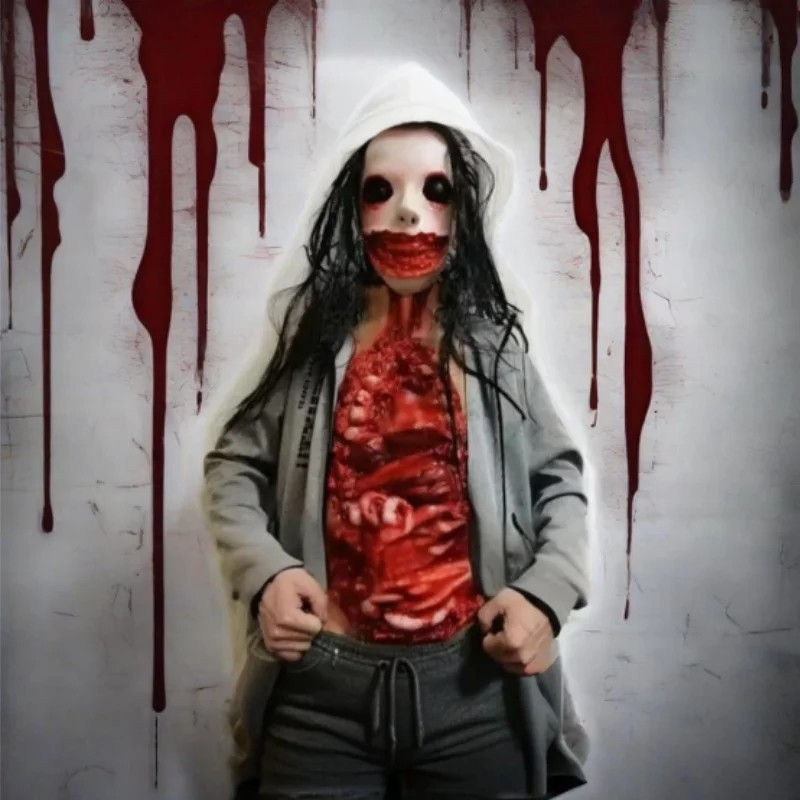 

Horror Party Latex Belly Bloody Skin Creepy Large Intestine Realistic Prop Scary Halloween Decoration Fake Body Part