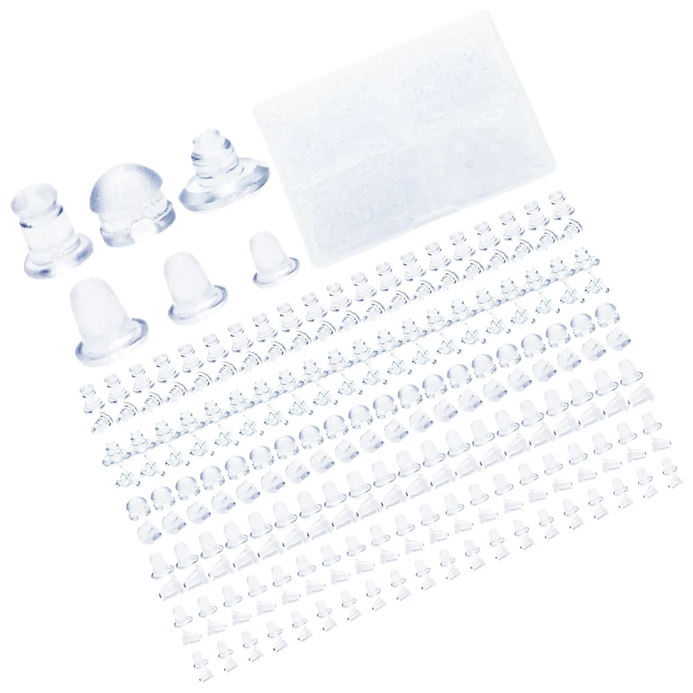 

600pcs Earring Backs Silicone Locking Screw Heavy Clear Transparent Secure Studs Wire Kids Pierced Findings Replacement