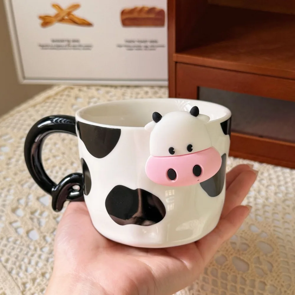 

Magnetic Cartoon Cow Head Ceramic Mug,Tilted Tail Cartoon Fun Coffee Cup,Birthday Friends,couple Sisters,Kid's Christmas Gift