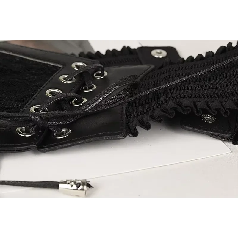 ゴシックレースコルセットベルトピンバックル - 女性用調節可能なウエストトレーナー、ドレス/シャツ用パンクヴィンテージ弾性ガードル