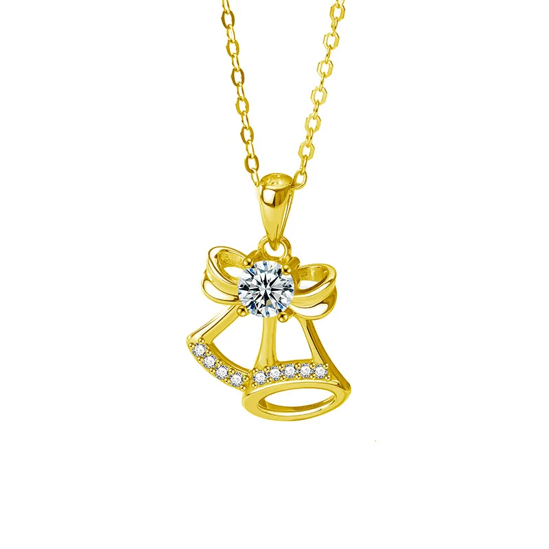 

Модное элегантное ожерелье из стерлингового серебра S925 с муассанитом, рождественский колокольчик, женский аксессуар с подвеской