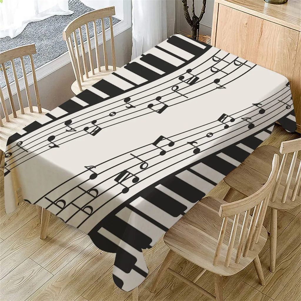 Piano Music Pattern Rectangular Tablecloth Dining Table Coffee Table Home Decoration Tablecloth Linen Anti-Stain Tablecloth