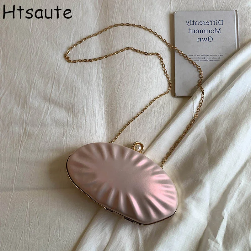 New Clutch Bags Metal Handle Design Evening Bag  Chain Bags Elegant Brand Design Woman Shoulder Bags PU Crossbody Bag