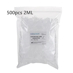 Tube à essai en plastique transparent pour échantillons de laboratoire, fournitures de laboratoire, micro fiole à centrifuger, récipient à bouchon à pression, 2ml, 500 pièces