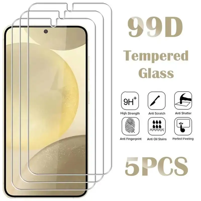 

5Pcs Tempered Galaxy S24 S21 S22 Plus S23 Fe Screen Protector For Samsung A55 A54 A53 A52 A15 A35 A32 Glass