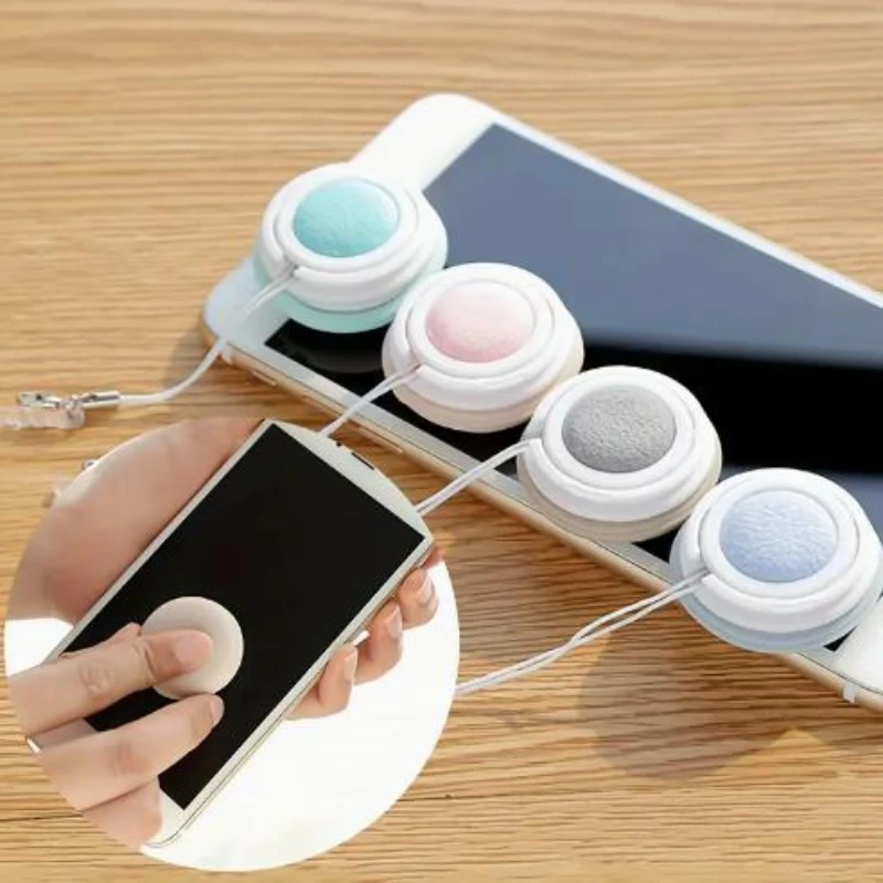 1Pc Macaron Shaped Mobile Phone Screen Wipe Eyeglasses & Camera Lens Wiping Tool With A Pendent Portable for Keychain Hanging