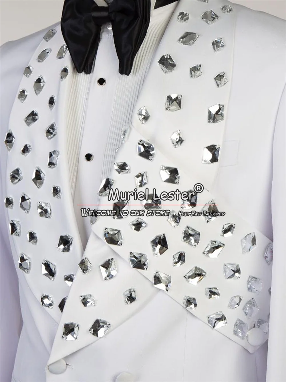 Luxury White Groom Wear Wedding Tuxedos Double Breasted Jacket Pants 2 Pieces Men Suits Banquet Prom Blazers Business Clothing