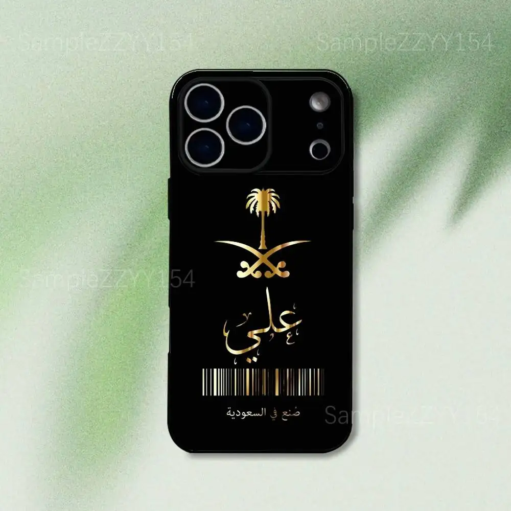 حافظة هاتف بعلم المملكة العربية السعودية لهاتف آيفون 17,16,15,14,13,12,Pro,Max,Plus,E,SE4,Air,Mini Black Soft Funda