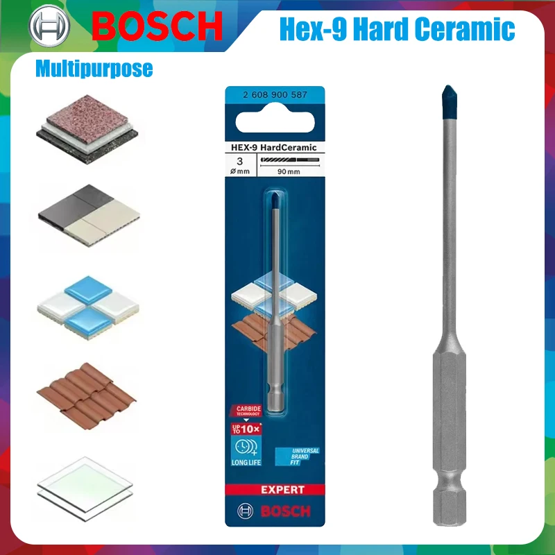 BOSCH Hex-9 forets en céramique dure flèche extensible sol en marbre carrelage vitrifié trou de forage accessoires d'outils électriques polyvalents