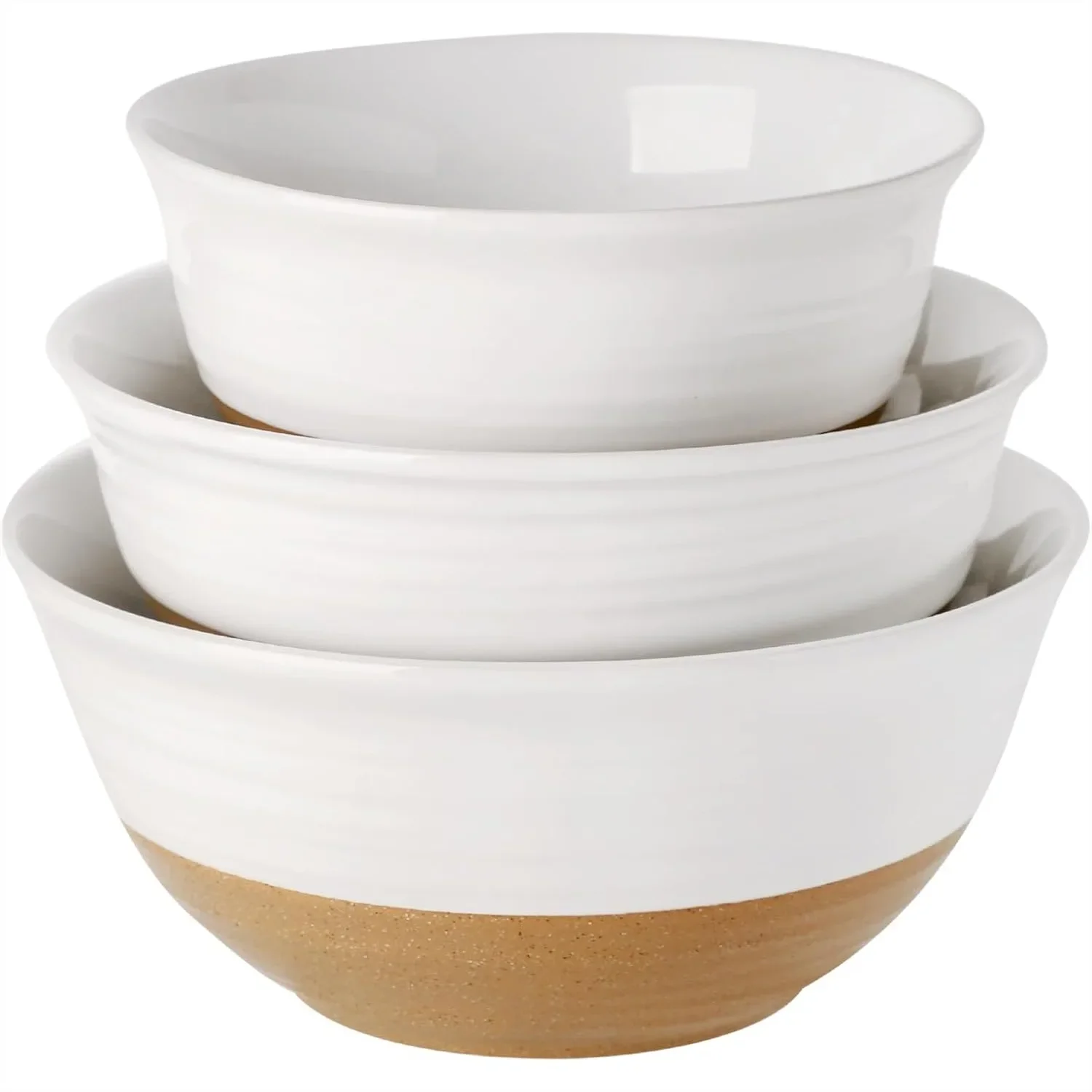

Ceramic Mixing Bowls Set of 3, Large Nesting Salad Bowls 2.1/1.5/1.0 Qt for Cooking Baking and Serving, Dishwasher Safe White