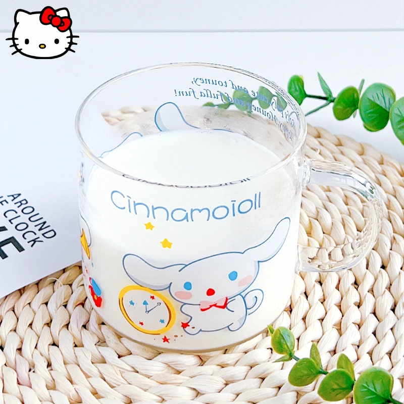 

New Kawaii Sanrio HelloKitty Water Cup Kuromi MyMelody Cute Cartoon Glass Large Capacity Home Girl Heart Ice Water Cup Drink Cup