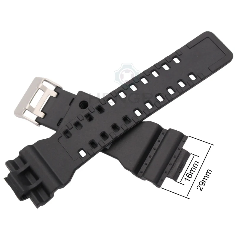 16mm Rubber Black Watchband Men Sport Diving Silicone Watch Band Strap