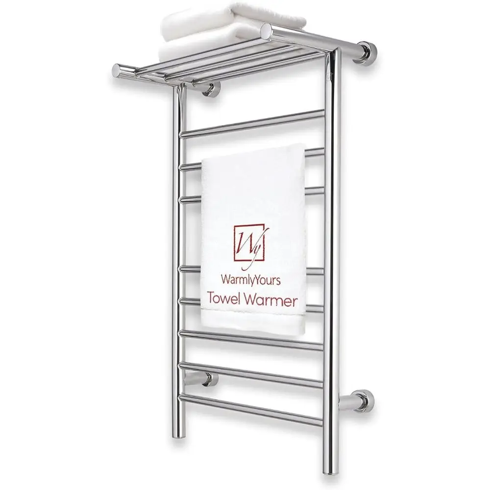

Towel Warmers or Bathroom - Wall Mounted Heated Towel Rack with Shel, 11 Bars Polished StainlSteel, 20 x 36 in. Electric Heating