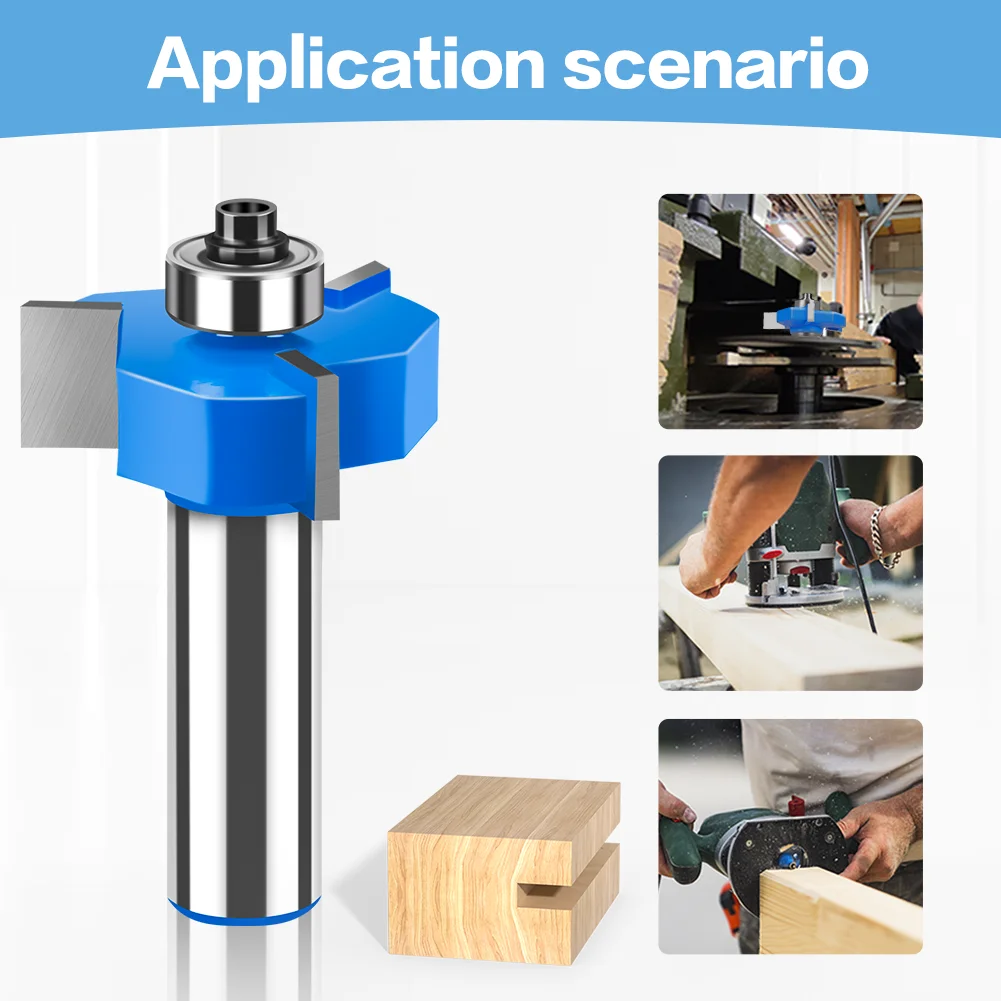 12mm 1/2in Shank T-Slot Router Bit T Type Slotting Cutter with Bearing Z3 Rabbeting Milling Cutter Woodworking Tools