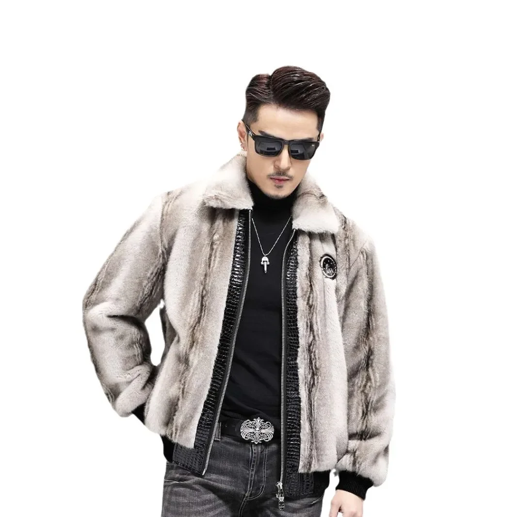 

Мужское пальто с отложным воротником, кардиган на молнии, куртки из искусственной кожи с длинными рукавами, с длинным рукавом, High Street, 2022, осень, новинка 202, тонкий