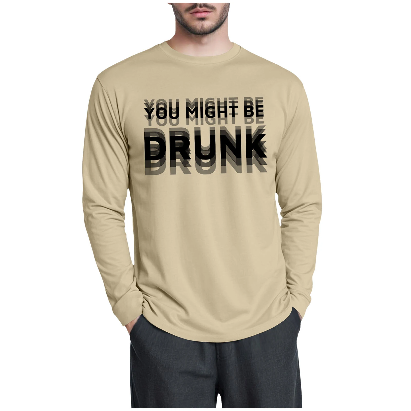 الخامس الرقبة تي شيرت الرجال الرجال مطاطا طاقم الرقبة تي شيرت كم طويل أعلى الشارع عادية مضحك رسالة طويلة الأكمام السلاحف الرقبة تيز #6