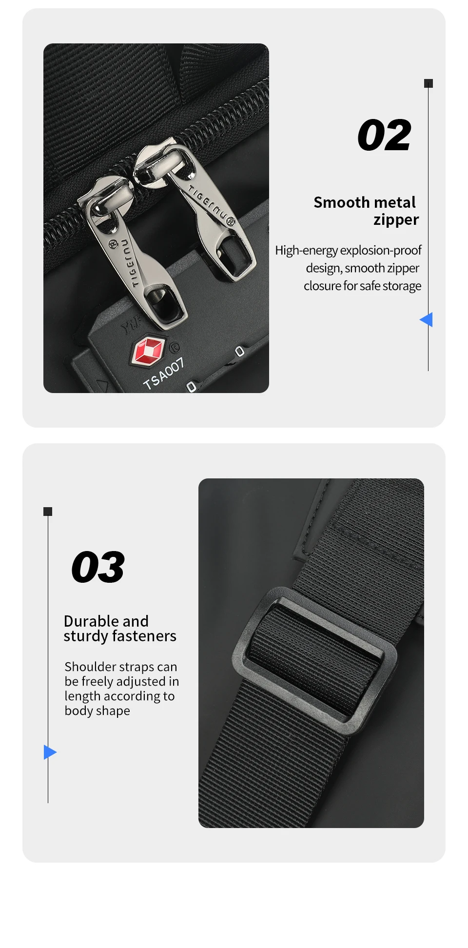 Tigernu Brusttasche für Herren, 9,7 Zoll, IPad-Tasche, koreanischer Stil, Umhängetasche, wasserdichte Umhängetasche, Anti-Diebstahl-Tasche für Herren, TSA – Detail 16
