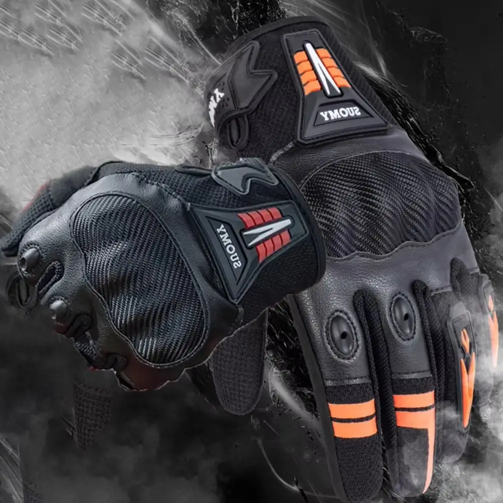 

SUOMY Breathable & Touchscreen Compatible Men's Motorcycle Racing Gloves Anti-Slip Full-Finger Glove for BMX MTB Outdoor Sports