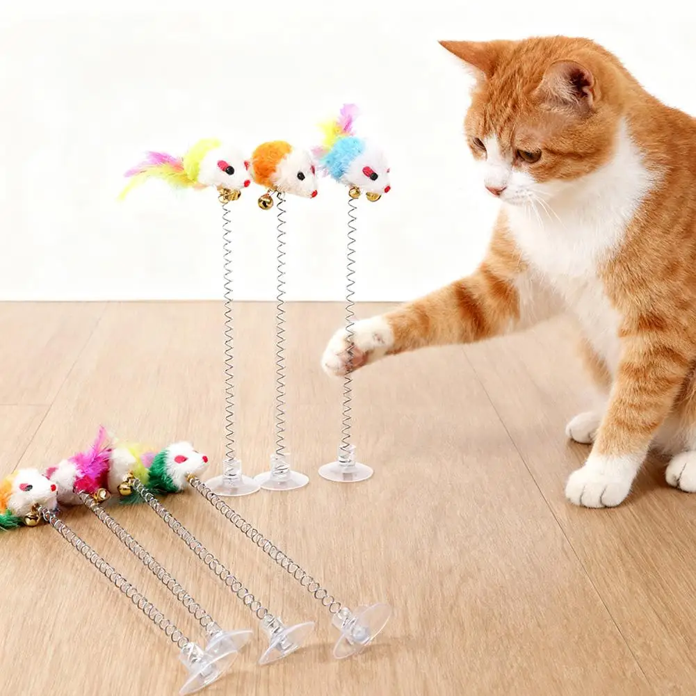 Cartoon Haustier Katze Spielzeug Stick Feder Stange Maus Spielzeug Mit Mini Glocke Katze Catcher Teaser Interaktive Katze Spielzeug