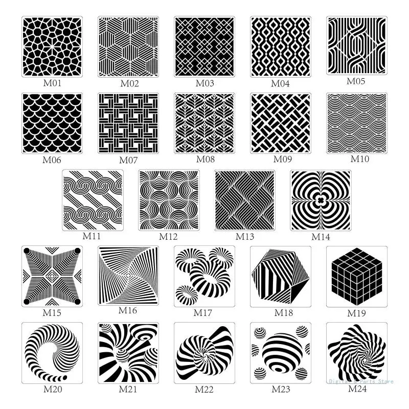 

M17F 24Pieces Art Geometric Stencils 6 6 for DIY Wall Art Furniture Decoration