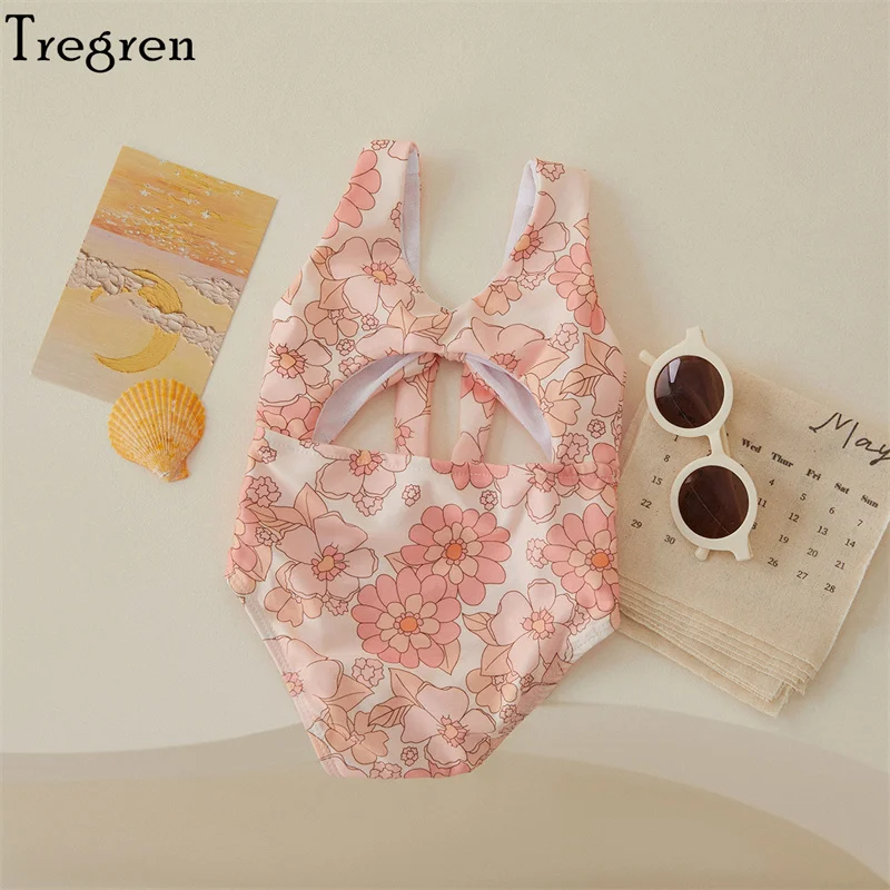 Toddler Baby Girls Floral/Shell Print Swimsuit 3