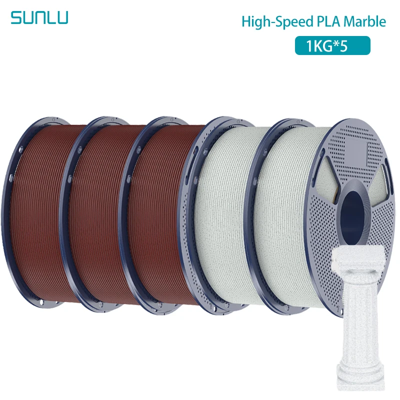 SUNLU High-Speed PLA Marmer Filament 5KG 1,75mm 1kg Spoel (2,2lbs) High Speed Print Filament Geschikt voor de meeste FDM-printers uit EU US UK