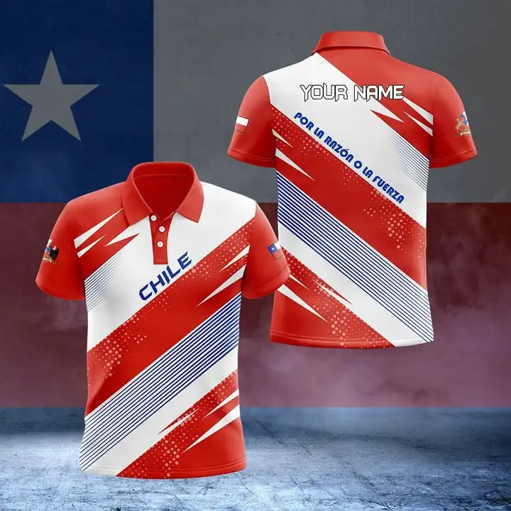Custom Name Chile Flag Graphic Polo Shirt Summer Casual Men's Fashion Loose Football Jersey Fast Dry Outdoor Short Sleeve Tops