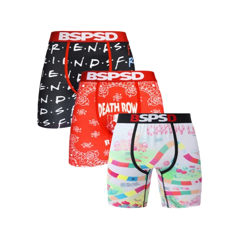 

3Pcs Sexy Men Underwear Boxers Cueca Fashion Print Panty Lingerie Underpants Boxershorts Breathable Soft Man Boxer Briefs Trunks
