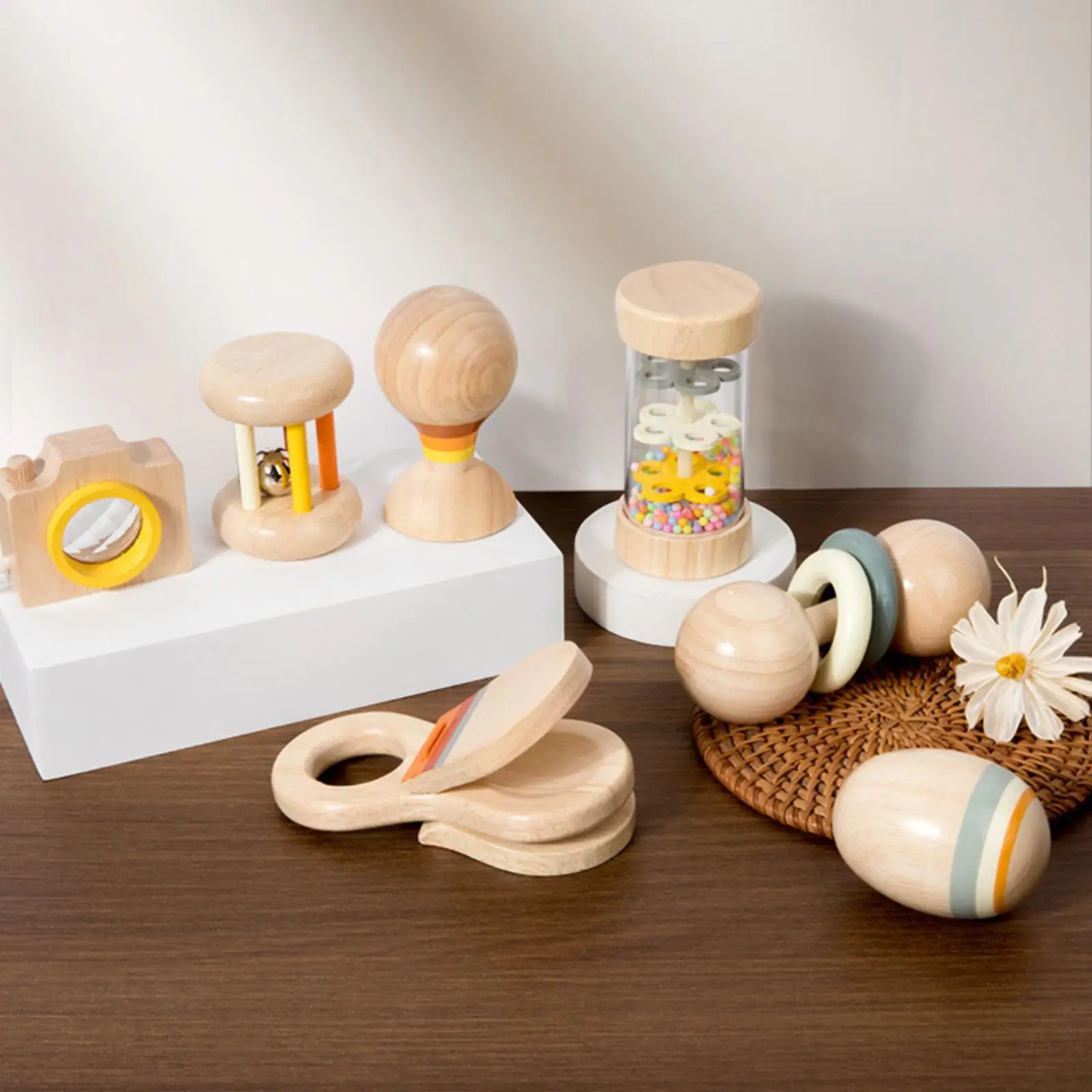 

7 Pieces Wooden Baby Toy Set Montessori for Newborn Toy Infant 0 6 12 Months