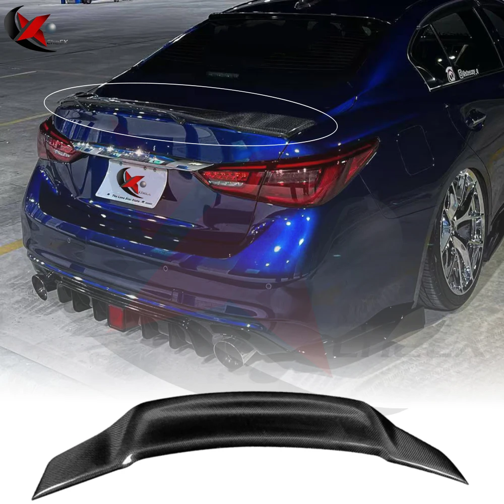 

For 2013-2023 Infiniti Q50 Q50S Q50L CT1 High-Quality Fiberglass Material Rear Spoiler Bright Black R-Style Automotive Parts