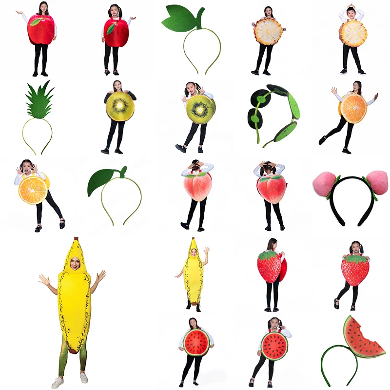 

3D Fruit Costume for Adults Banana Apple Pineapple Funny Halloween Carnival Party Cosplay Outfit Unisex Wear