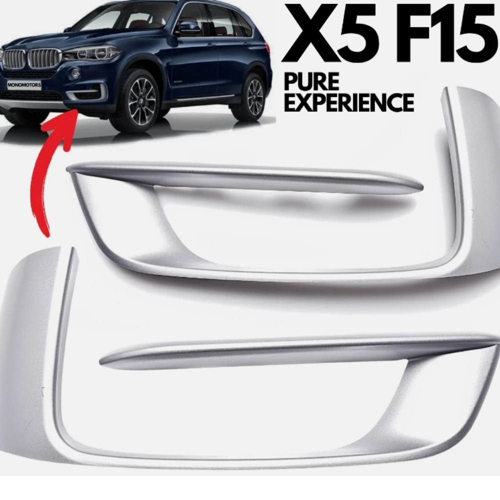 

Silver Painted Front Bumper Grille Molding Trim 51117308043 51117308044 FOR BMW X5 F15 2014-2018