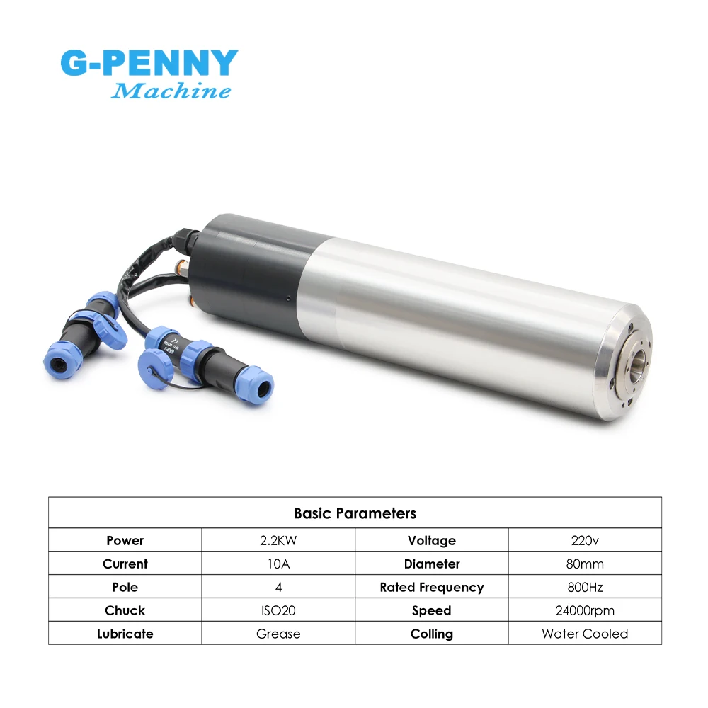 G-Penny 2.2kw Water Cooled Spindle ATC Auto Tool Change Spindle Motor 110v/220v/380v 24000rpm 400/800Hz 4 Pole IS020-15°