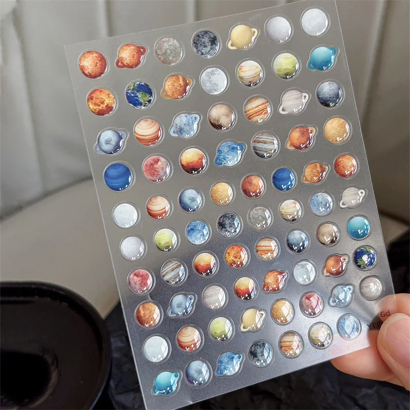 3D ستار الفضاء تصميم المنزلق اضغط على مسمار الشارات مسمار الفن الديكور مانيكير صالون DIY لطيف الكون كوكب ملصقات الأظافر