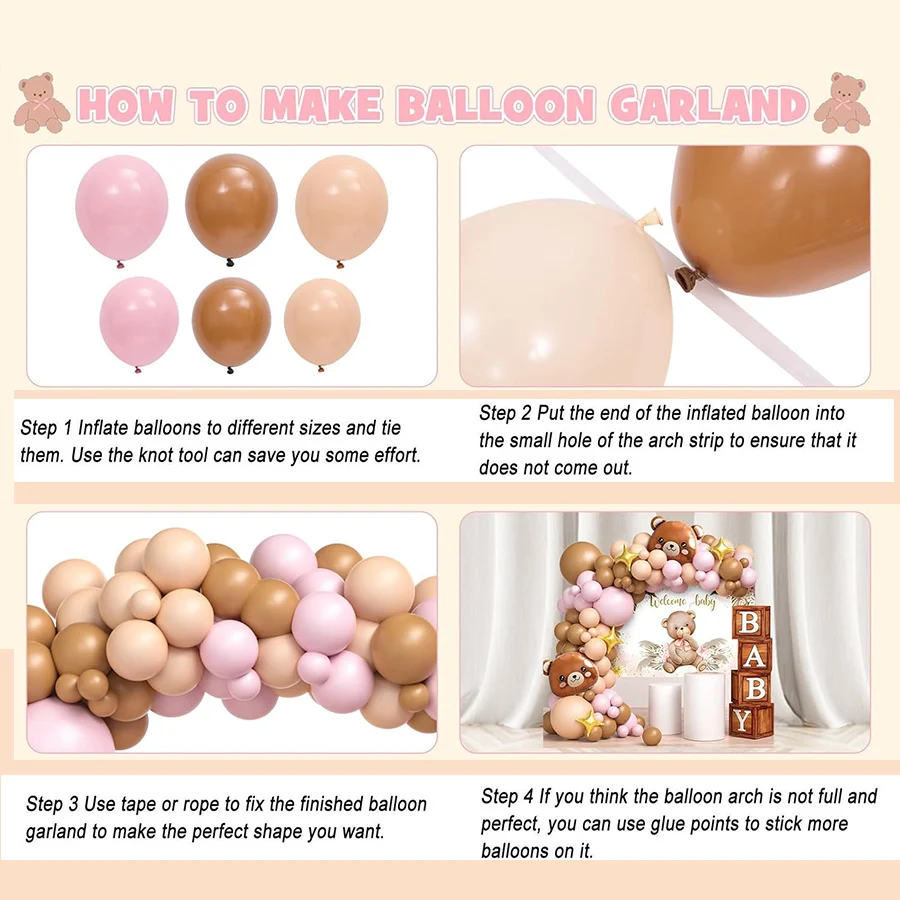 ชุดลูกโป่งสีน้ำตาล ชมพู และนู้ - Balloon Arch Kit บทวิจารณ์และราคา