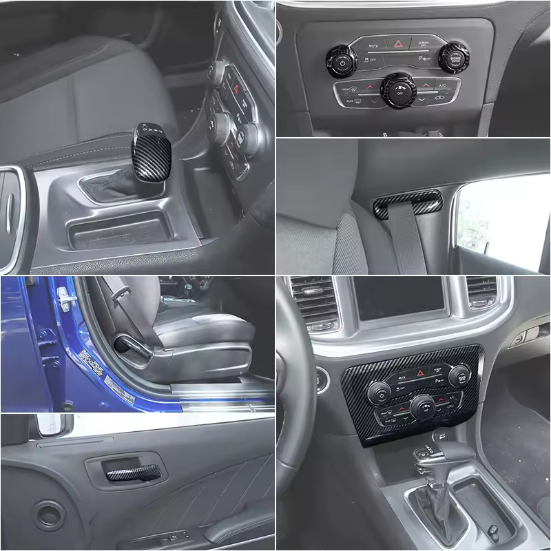 BAWA Car Carbon Fiber Grain Decoration Cover Sticker Suit For Dodge Charger 2015 Up Car Interior Protection Accessories