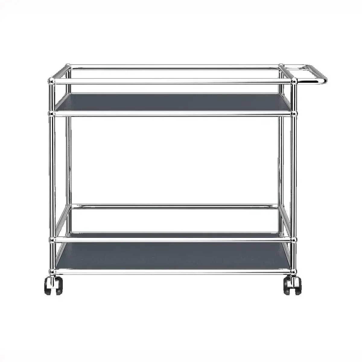 Modern Iron and Glass Bar Cart Trolley with 2 Mirror Shelves and Casters for Hotel Home Kitchen Club Bar Cart Trolley