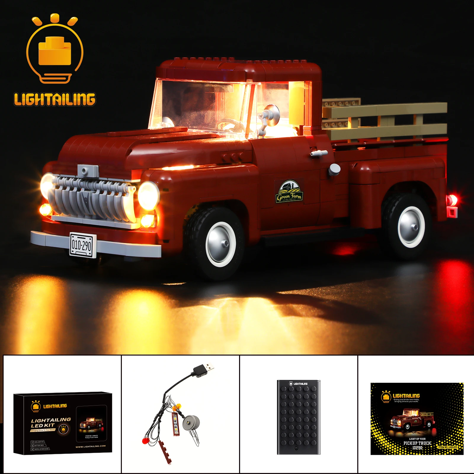 LIGHTAILING LED Light Kit for 10290 Pickup Truck Building Blocks Set (NOT Include the Model) Bricks Toys for Children