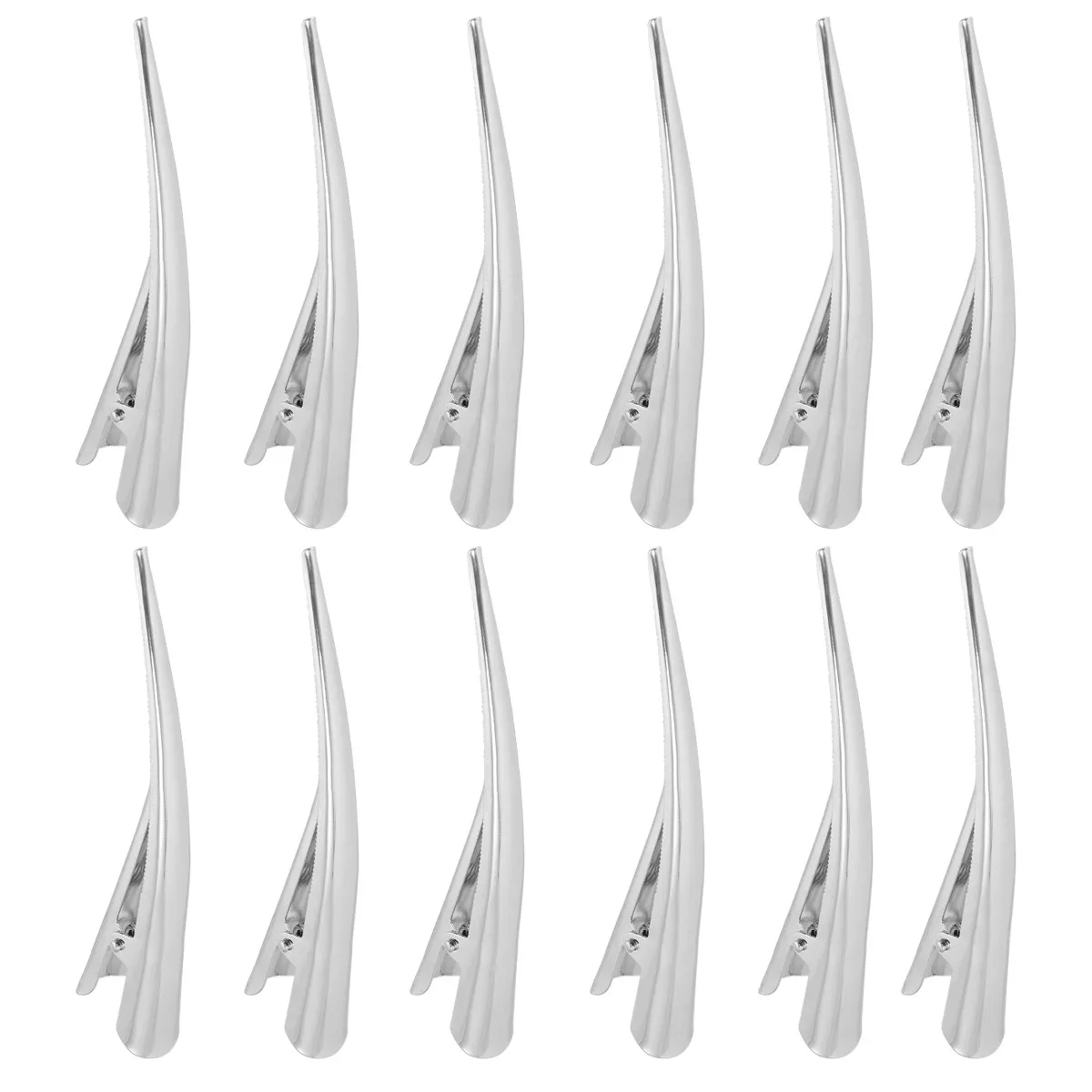 

12Pcs Large Alligator Hair Clips Duckbill Style Silver Metal Clips for Women Thick Thin Hair Salon Styling DIY Craft Home Office