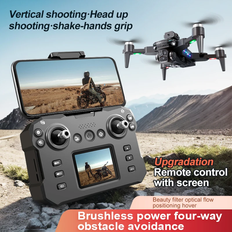 New 605S LCDScreen Controlled Version 4K HD 3 Camera Brushless Drone Motor Obstacle Avoidance Foldable Quadcopter Dron RC Toy