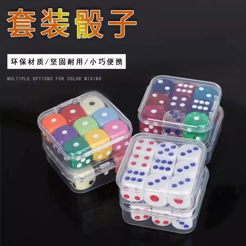 12pcs 12/16mm Random Color Solid Transparent Crystal Dice Set, Suitable for Tabletop Games and Entertainment Gatherings.