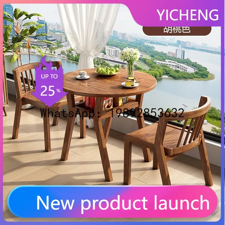 Hys white ash wood craft two chairs tea table tea table solid wood small combination desk three-piece set