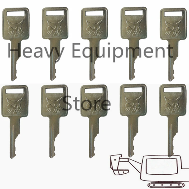 10 PCS Key  For BOBCAT Ignition Starter Switch Fit Skid-Steer Track Loader Mini Excavator  MT55 D250 Free Shipping